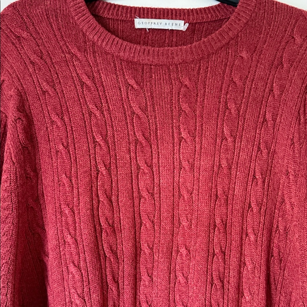 Geoffrey Beene Men's Red Cable Knit Sweater